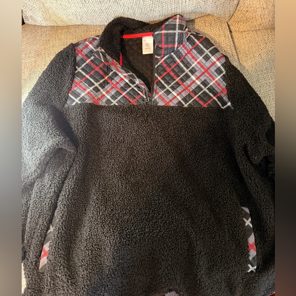 Vera Bradley 3XL Teddy Fleece Pullover Fireplace Plaid PLUS SIZE quarter zip